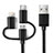 Charger Lightning USB Data Cable Charging Cord and Android Micro USB C01 for Apple iPad Air Black