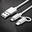 Charger Lightning USB Data Cable Charging Cord and Android Micro USB C01 for Apple iPad Pro 9.7 Silver