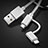 Charger Lightning USB Data Cable Charging Cord and Android Micro USB C01 for Apple iPhone 11 Pro Max Silver
