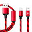 Charger Lightning USB Data Cable Charging Cord and Android Micro USB ML02 Red