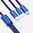 Charger Lightning USB Data Cable Charging Cord and Android Micro USB Type-C ML02 Blue
