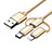 Charger Lightning USB Data Cable Charging Cord and Android Micro USB Type-C ML05 Gold