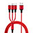 Charger Lightning USB Data Cable Charging Cord and Android Micro USB Type-C ML08 Red