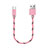 Charger Micro USB Data Cable Charging Cord Android Universal 25cm S05 Pink