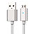 Charger Micro USB Data Cable Charging Cord Android Universal A08 Silver