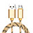 Charger Micro USB Data Cable Charging Cord Android Universal M01 Gold
