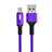 Charger USB Data Cable Charging Cord D21 for Apple iPhone 13 Pro Max Purple