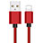 Charger USB Data Cable Charging Cord L11 for Apple iPhone 13 Mini Red