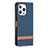 Cloth Case Stands Flip Cover for Apple iPhone 13 Pro Max Navy Blue