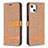 Cloth Case Stands Flip Cover for Apple iPhone 14 Plus Brown