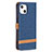 Cloth Case Stands Flip Cover for Apple iPhone 14 Plus Navy Blue