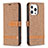 Cloth Case Stands Flip Cover for Apple iPhone 14 Pro Brown