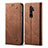 Cloth Case Stands Flip Cover for Oppo A5 (2020) Brown