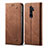 Cloth Case Stands Flip Cover for Oppo A9 (2020) Brown