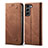 Cloth Case Stands Flip Cover for Samsung Galaxy S22 5G Brown