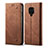 Cloth Case Stands Flip Cover for Xiaomi Redmi Note 9S Brown