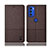 Cloth Case Stands Flip Cover H13P for Motorola Moto G51 5G Brown