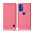 Cloth Case Stands Flip Cover H14P for Motorola Moto G51 5G Pink