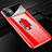 Hard Rigid Plastic Matte Finish Case Cover with Magnetic Finger Ring Stand A01 for Apple iPhone 12 Mini Red