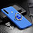 Hard Rigid Plastic Matte Finish Case Cover with Magnetic Finger Ring Stand P01 for Xiaomi Redmi Note 8T Blue