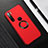 Hard Rigid Plastic Matte Finish Case Cover with Magnetic Finger Ring Stand P02 for Xiaomi Redmi Note 8 Red