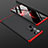 Hard Rigid Plastic Matte Finish Front and Back Cover Case 360 Degrees for Samsung Galaxy S21 Ultra 5G Red and Black