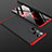Hard Rigid Plastic Matte Finish Front and Back Cover Case 360 Degrees for Samsung Galaxy S22 Ultra 5G Red and Black