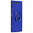 Hard Rigid Plastic Quicksand Cover with Finger Ring Stand for Sony Xperia XZ1 Blue