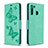 Leather Case Stands Butterfly Flip Cover Holder B01F for Samsung Galaxy A21 Green