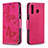 Leather Case Stands Butterfly Flip Cover Holder B01F for Samsung Galaxy A40s Hot Pink
