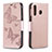 Leather Case Stands Butterfly Flip Cover Holder B01F for Samsung Galaxy A40s Rose Gold