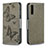 Leather Case Stands Butterfly Flip Cover Holder B01F for Samsung Galaxy A50 Gray