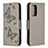 Leather Case Stands Butterfly Flip Cover Holder B01F for Samsung Galaxy A52 5G Gray