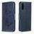 Leather Case Stands Butterfly Flip Cover Holder B01F for Samsung Galaxy A70 Blue