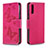 Leather Case Stands Butterfly Flip Cover Holder B01F for Samsung Galaxy A70 Hot Pink