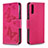 Leather Case Stands Butterfly Flip Cover Holder B01F for Samsung Galaxy A70S Hot Pink