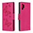 Leather Case Stands Butterfly Flip Cover Holder B01F for Samsung Galaxy Note 10 Plus 5G Hot Pink