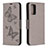 Leather Case Stands Butterfly Flip Cover Holder B01F for Samsung Galaxy Note 20 5G Gray