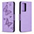 Leather Case Stands Butterfly Flip Cover Holder B01F for Samsung Galaxy Note 20 Ultra 5G Clove Purple