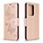 Leather Case Stands Butterfly Flip Cover Holder B01F for Samsung Galaxy S20 Plus 5G Rose Gold
