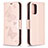 Leather Case Stands Butterfly Flip Cover Holder B01F for Xiaomi Poco M5S Rose Gold