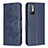 Leather Case Stands Butterfly Flip Cover Holder B01F for Xiaomi Redmi Note 11 SE 5G Blue