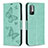 Leather Case Stands Butterfly Flip Cover Holder B01F for Xiaomi Redmi Note 11 SE 5G Green