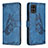 Leather Case Stands Butterfly Flip Cover Holder B02F for Samsung Galaxy A71 5G Blue