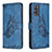 Leather Case Stands Butterfly Flip Cover Holder B02F for Samsung Galaxy S20 Blue
