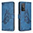 Leather Case Stands Butterfly Flip Cover Holder B02F for Xiaomi Redmi K30S 5G Blue