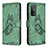 Leather Case Stands Butterfly Flip Cover Holder B02F for Xiaomi Redmi K30S 5G Green