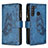 Leather Case Stands Butterfly Flip Cover Holder B03F for Samsung Galaxy A21 Blue