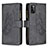 Leather Case Stands Butterfly Flip Cover Holder B03F for Samsung Galaxy A41 Black