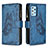 Leather Case Stands Butterfly Flip Cover Holder B03F for Samsung Galaxy A52 5G Blue